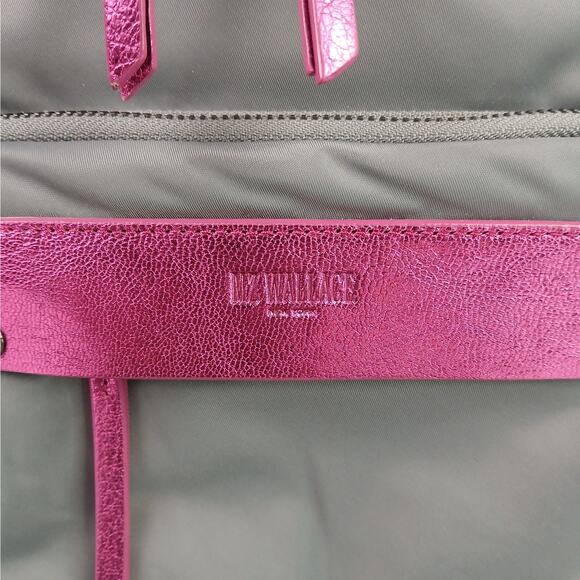 MZ Wallace Small Madison Backpack Durable Nylon Ash & Pink Metallic Inner Pouch